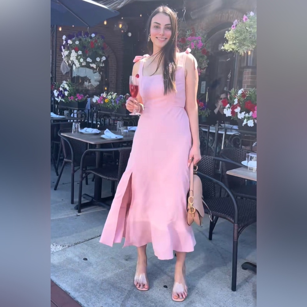 Pink Sleeveless Long Spring Dress
